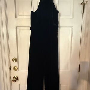 Velvet Halter Wideleg Jumpsuit